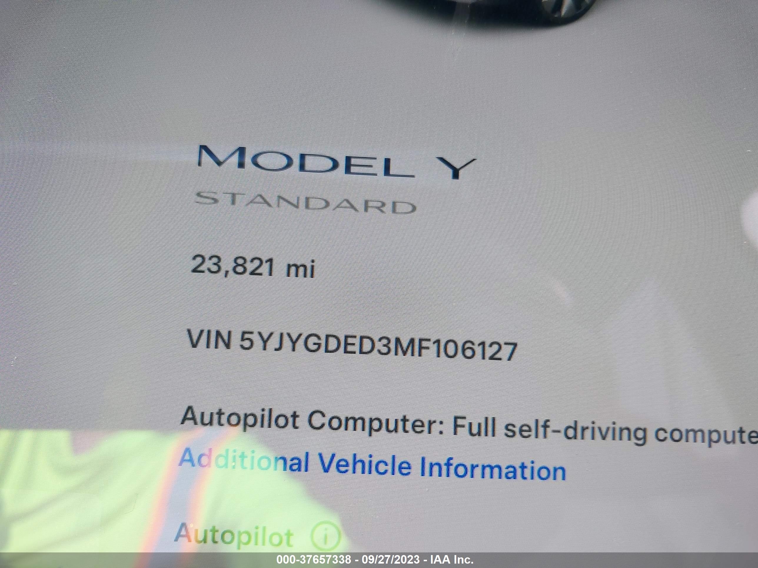 Photo 6 VIN: 5YJYGDED3MF106127 - TESLA MODEL Y 