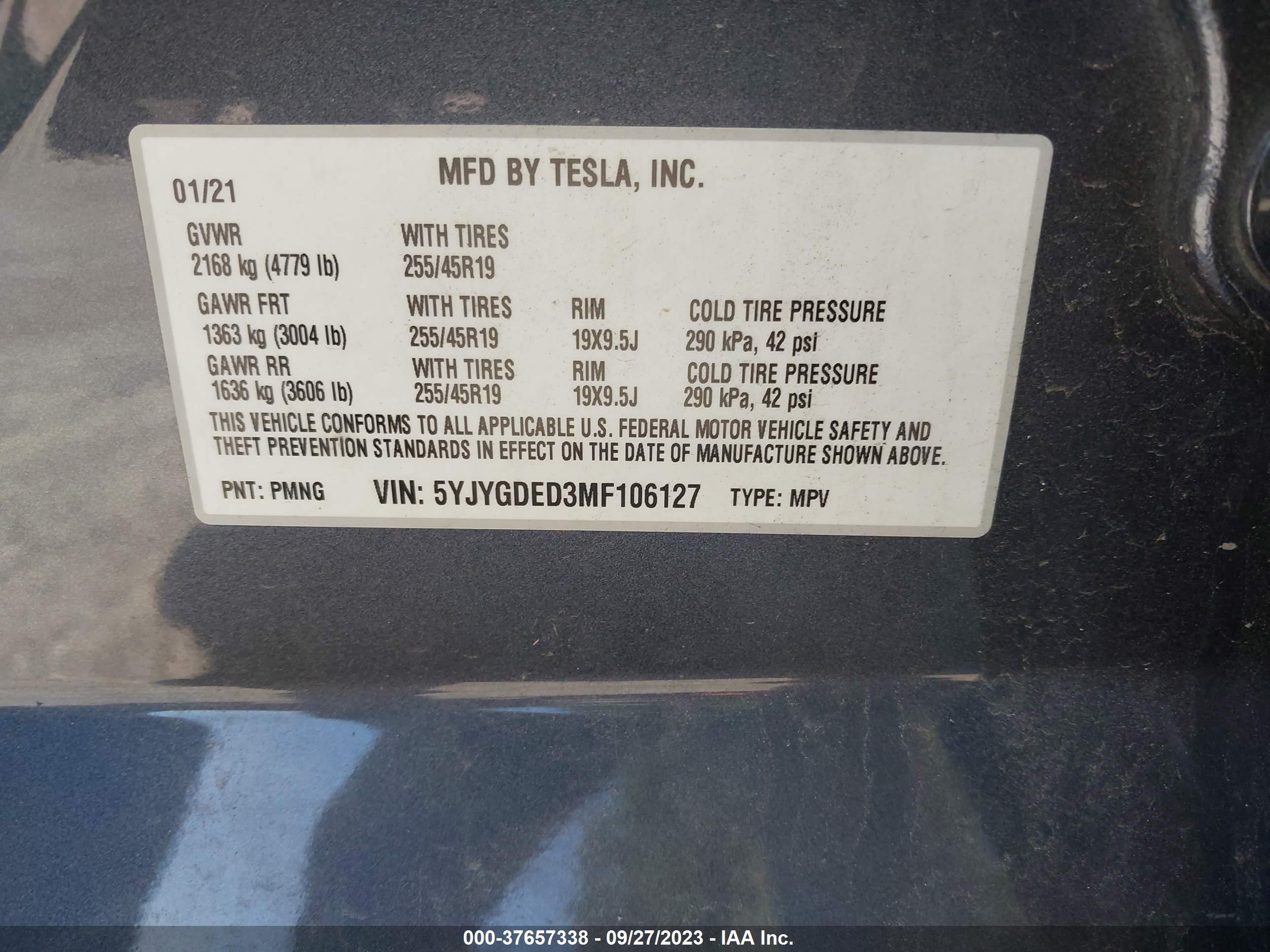 Photo 8 VIN: 5YJYGDED3MF106127 - TESLA MODEL Y 