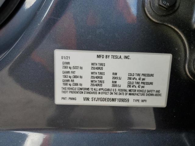 Photo 11 VIN: 5YJYGDED5MF109059 - TESLA MODEL Y 