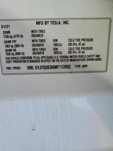 Photo 12 VIN: 5YJYGDED6MF113993 - TESLA MODEL Y 