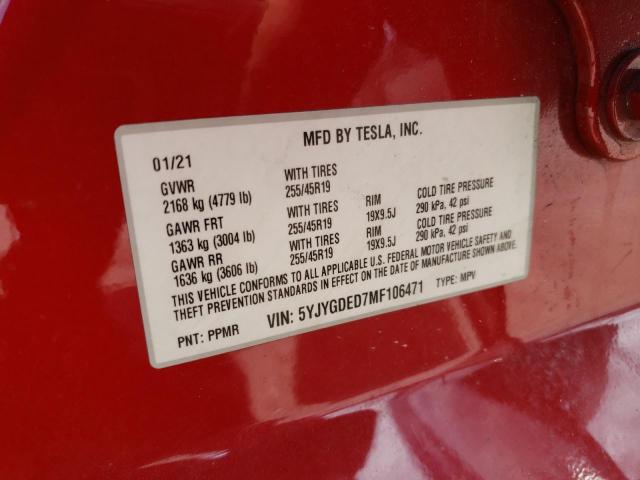 Photo 12 VIN: 5YJYGDED7MF106471 - TESLA MODEL Y 