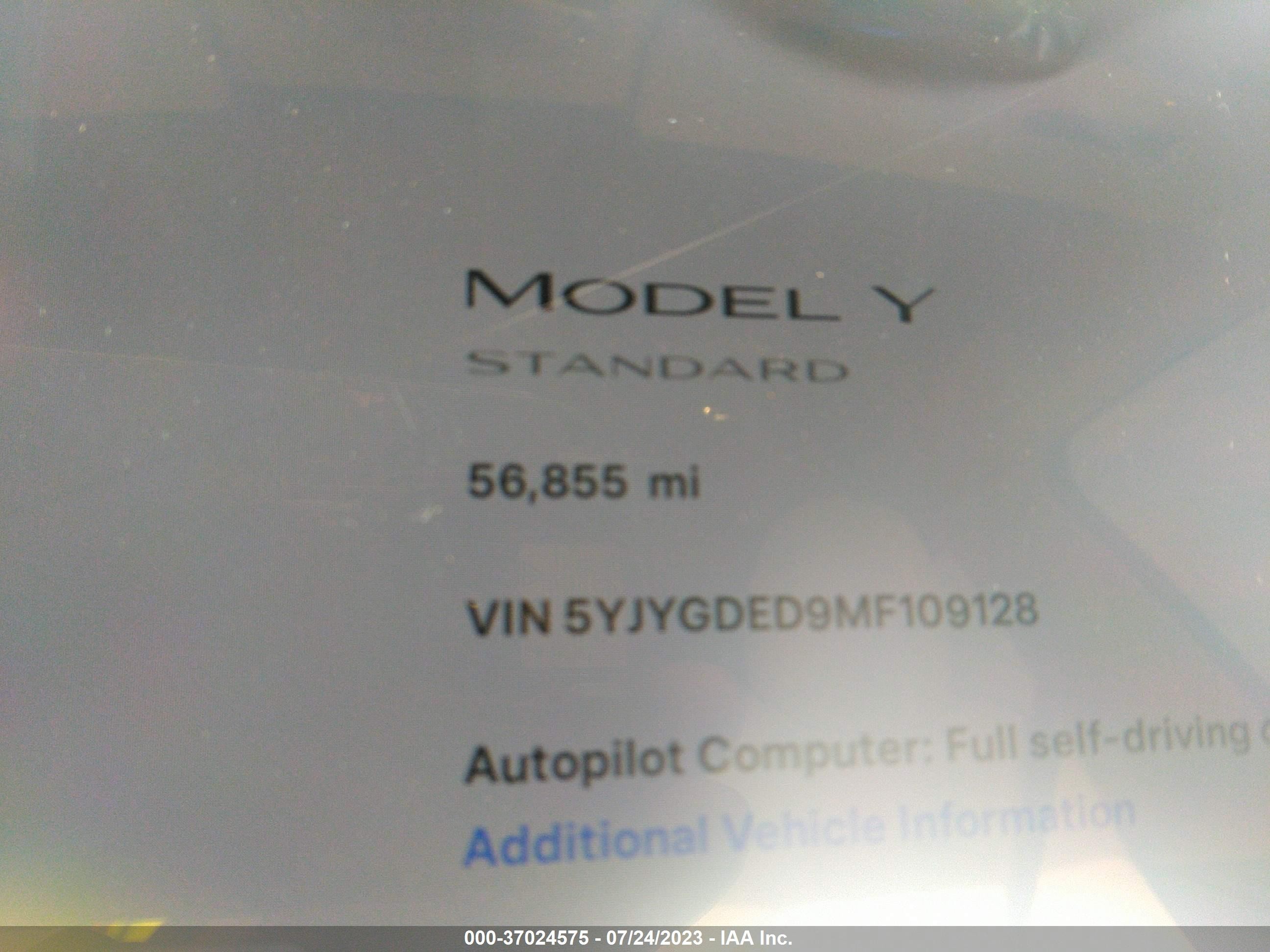 Photo 6 VIN: 5YJYGDED9MF109128 - TESLA MODEL Y 