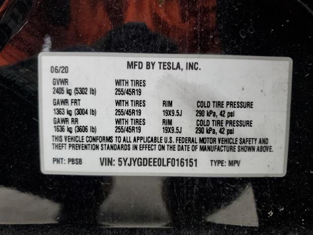 Photo 11 VIN: 5YJYGDEE0LF016151 - TESLA MODEL Y 