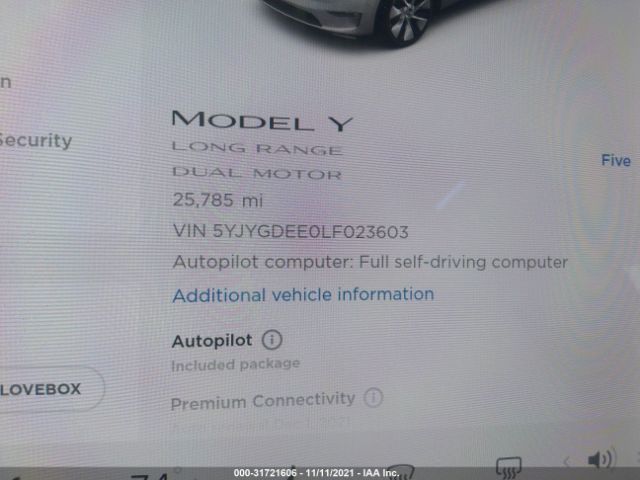 Photo 6 VIN: 5YJYGDEE0LF023603 - TESLA MODEL Y 