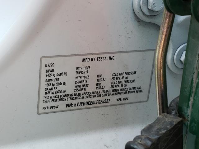 Photo 9 VIN: 5YJYGDEE0LF025237 - TESLA MODEL Y 