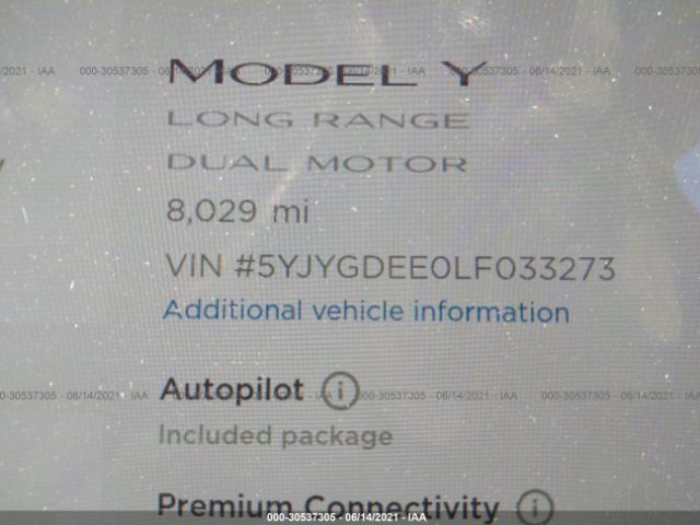 Photo 6 VIN: 5YJYGDEE0LF033273 - TESLA MODEL Y 