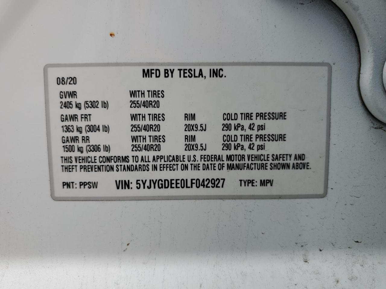 Photo 12 VIN: 5YJYGDEE0LF042927 - TESLA MODEL Y 