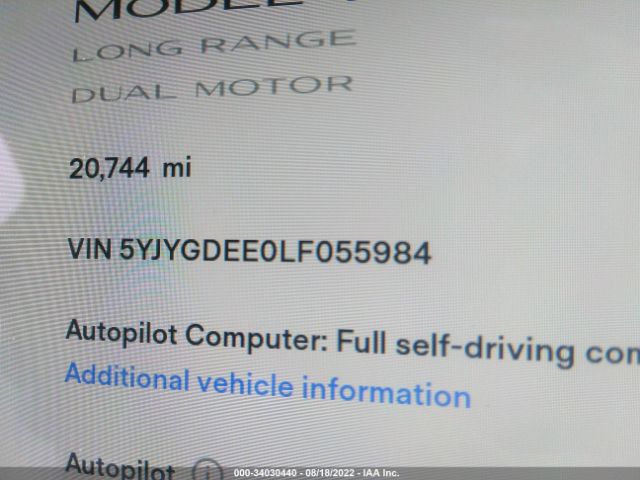 Photo 8 VIN: 5YJYGDEE0LF055984 - TESLA MODEL Y 