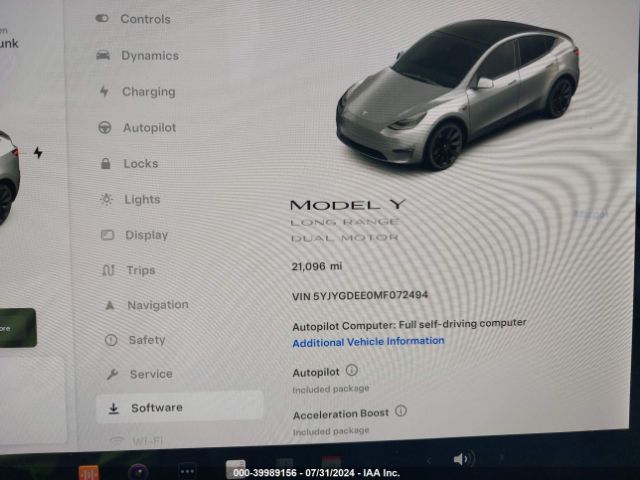 Photo 6 VIN: 5YJYGDEE0MF072494 - TESLA MODEL Y 