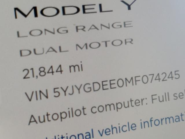 Photo 7 VIN: 5YJYGDEE0MF074245 - TESLA MODEL Y 