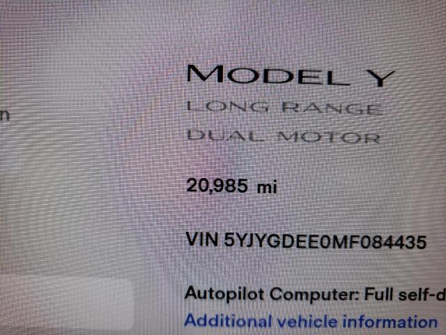 Photo 7 VIN: 5YJYGDEE0MF084435 - TESLA MODEL Y 