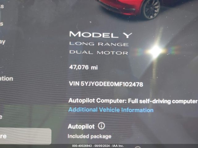 Photo 6 VIN: 5YJYGDEE0MF102478 - TESLA MODEL Y 