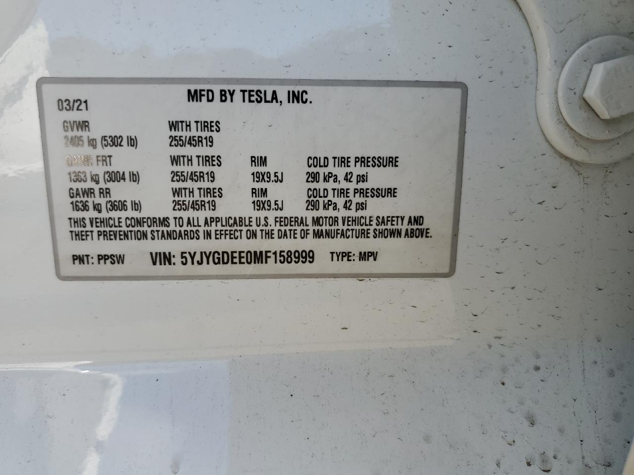 Photo 12 VIN: 5YJYGDEE0MF158999 - TESLA MODEL Y 