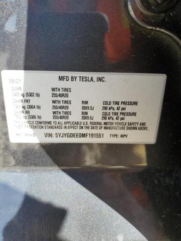 Photo 11 VIN: 5YJYGDEE0MF191551 - TESLA MODEL Y 