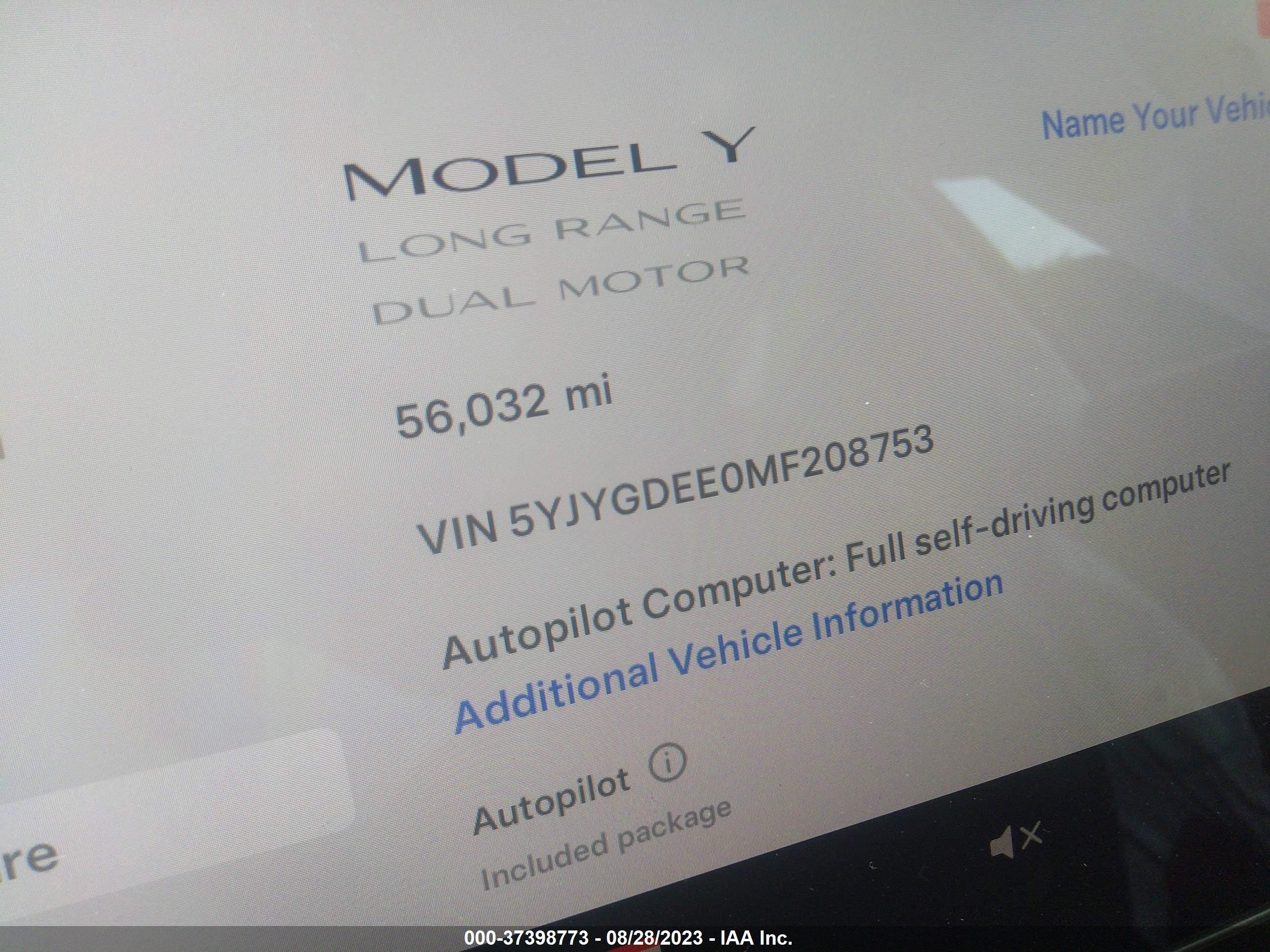 Photo 13 VIN: 5YJYGDEE0MF208753 - TESLA MODEL Y 