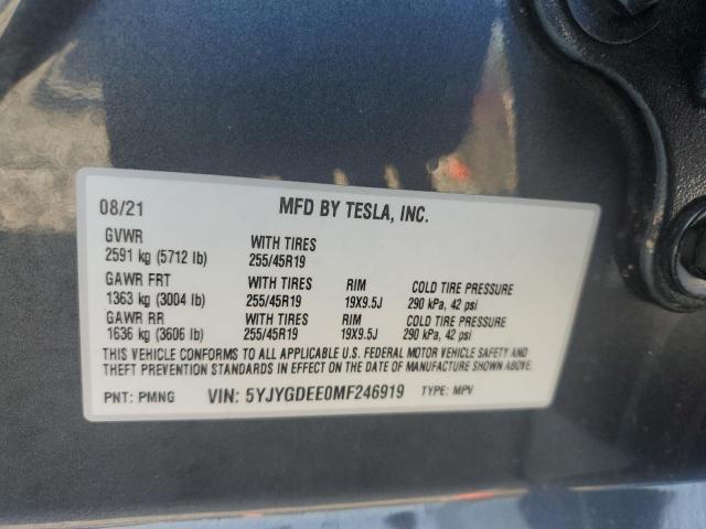 Photo 11 VIN: 5YJYGDEE0MF246919 - TESLA MODEL Y 