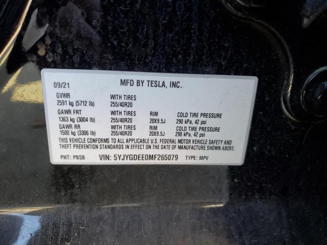 Photo 11 VIN: 5YJYGDEE0MF265079 - TESLA MODEL Y 