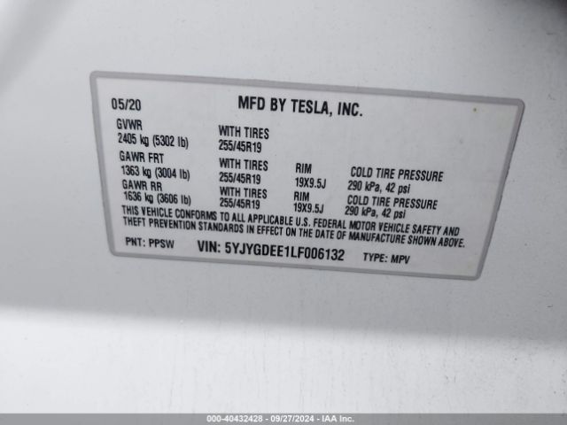 Photo 8 VIN: 5YJYGDEE1LF006132 - TESLA MODEL Y 