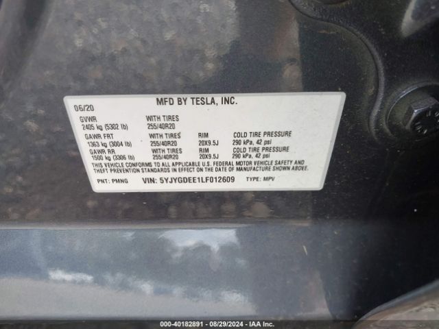 Photo 8 VIN: 5YJYGDEE1LF012609 - TESLA MODEL Y 