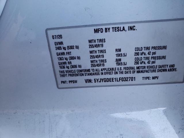 Photo 9 VIN: 5YJYGDEE1LF032701 - TESLA MODEL Y 