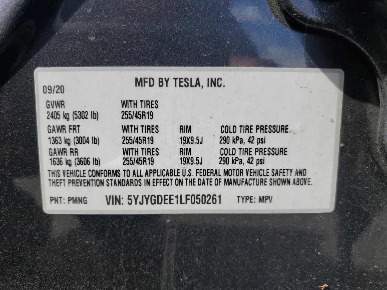 Photo 12 VIN: 5YJYGDEE1LF050261 - TESLA MODEL Y 