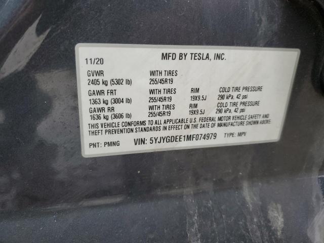 Photo 11 VIN: 5YJYGDEE1MF074979 - TESLA MODEL Y 