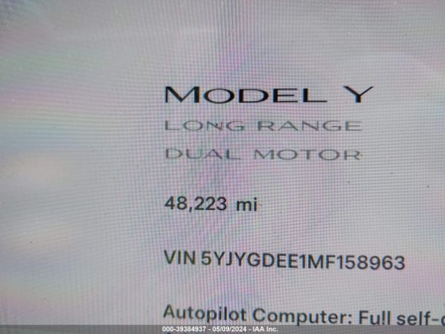 Photo 6 VIN: 5YJYGDEE1MF158963 - TESLA MODEL Y 