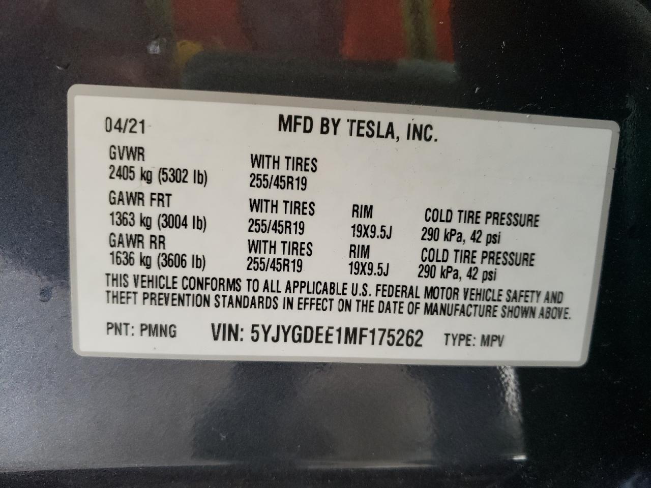 Photo 9 VIN: 5YJYGDEE1MF175262 - TESLA MODEL Y 