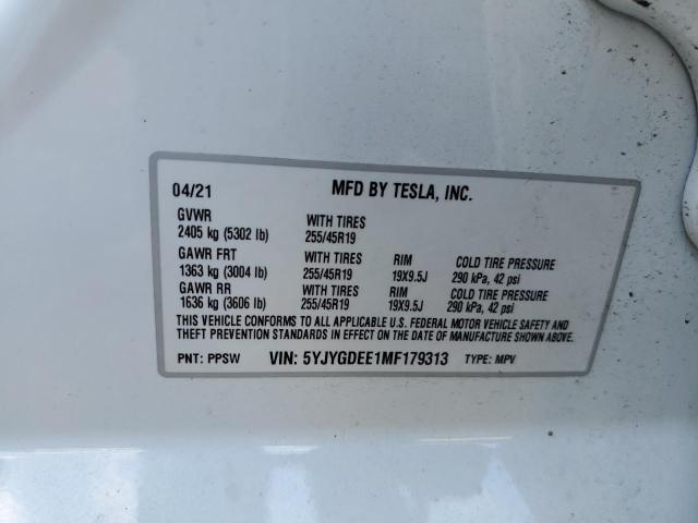 Photo 11 VIN: 5YJYGDEE1MF179313 - TESLA MODEL Y 