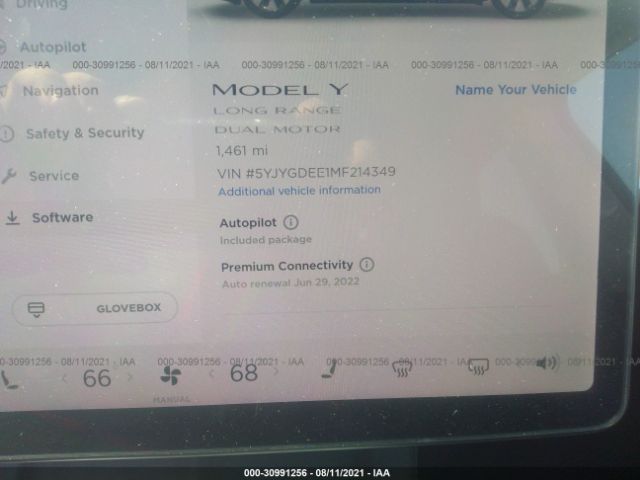 Photo 6 VIN: 5YJYGDEE1MF214349 - TESLA MODEL Y 