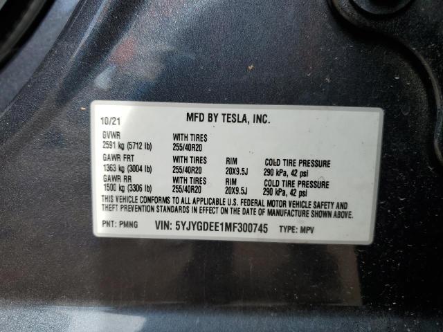 Photo 11 VIN: 5YJYGDEE1MF300745 - TESLA MODEL Y 