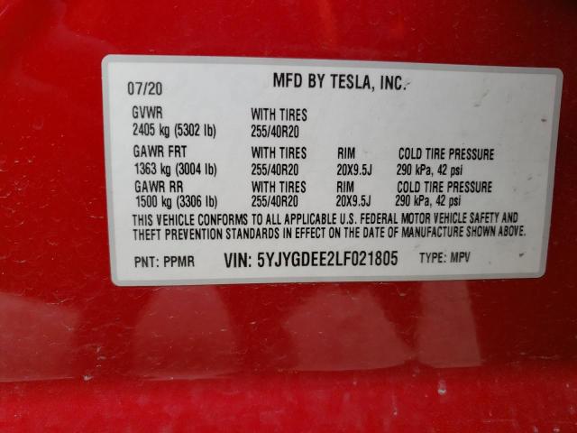 Photo 12 VIN: 5YJYGDEE2LF021805 - TESLA MODEL Y 