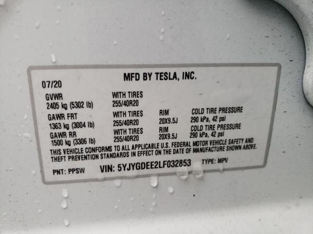 Photo 9 VIN: 5YJYGDEE2LF032853 - TESLA MODEL Y 