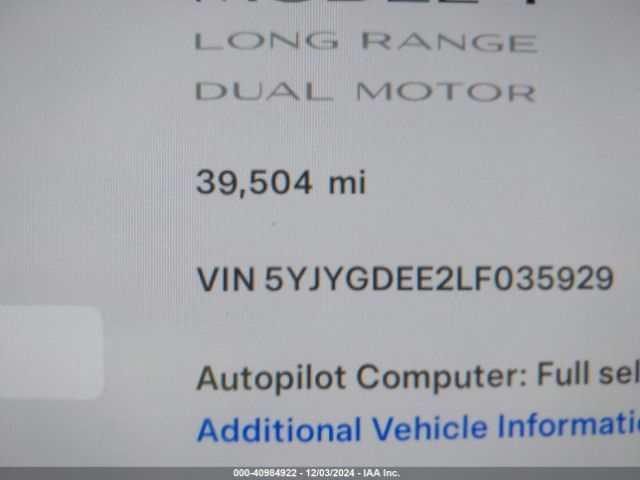 Photo 6 VIN: 5YJYGDEE2LF035929 - TESLA MODEL Y 