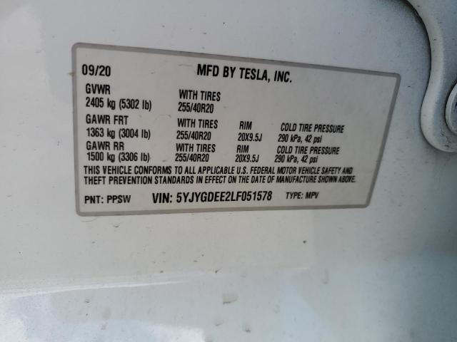 Photo 11 VIN: 5YJYGDEE2LF051578 - TESLA MODEL Y 