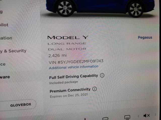 Photo 7 VIN: 5YJYGDEE2MF091743 - TESLA MODEL Y 