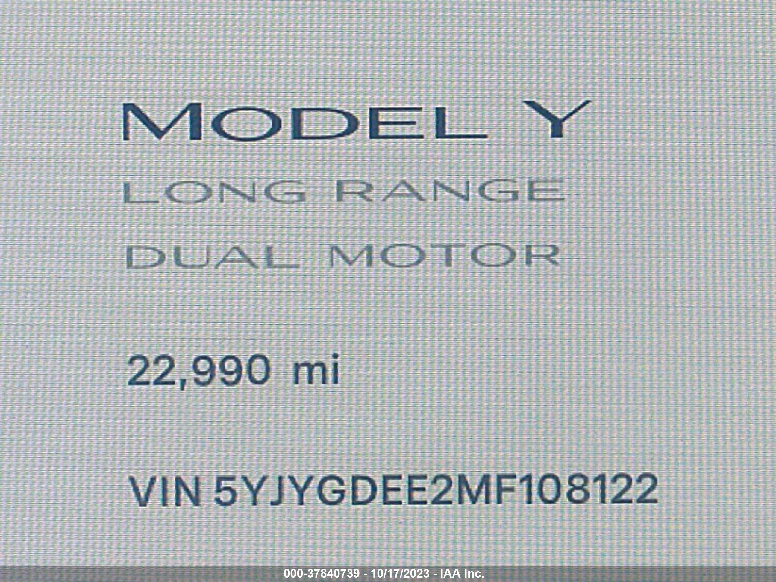 Photo 14 VIN: 5YJYGDEE2MF108122 - TESLA MODEL Y 