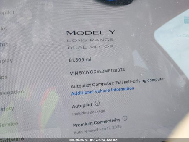 Photo 6 VIN: 5YJYGDEE2MF129374 - TESLA MODEL Y 