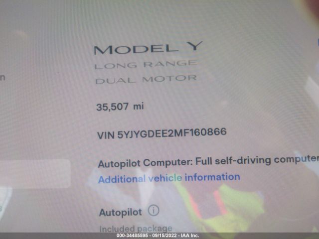 Photo 6 VIN: 5YJYGDEE2MF160866 - TESLA MODEL Y 