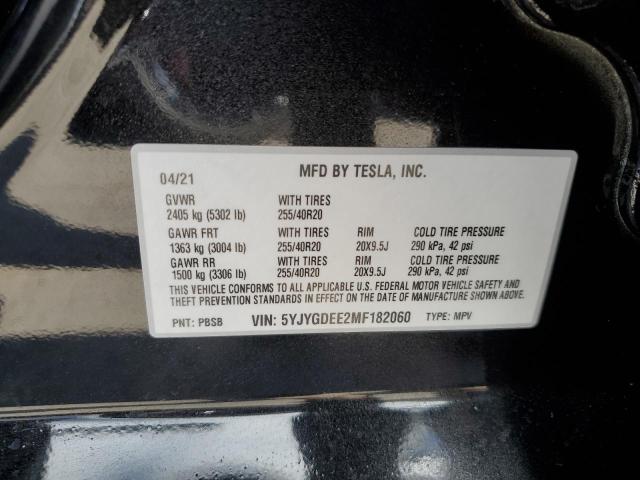 Photo 12 VIN: 5YJYGDEE2MF182060 - TESLA MODEL Y 