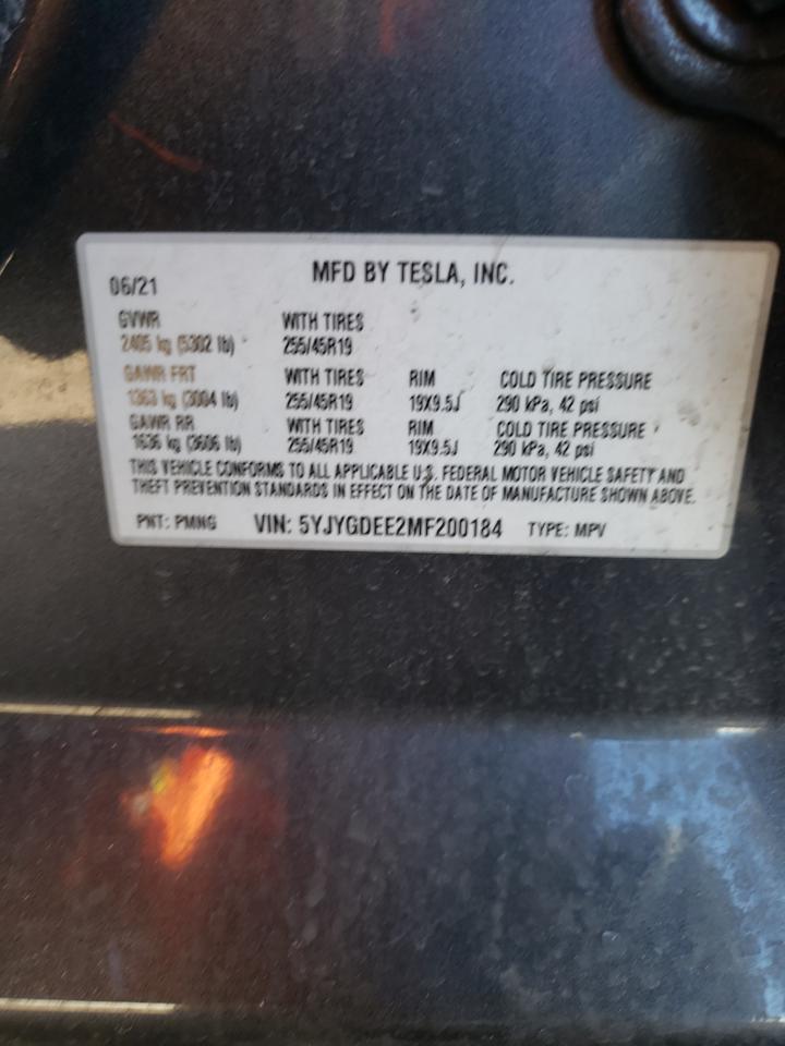 Photo 12 VIN: 5YJYGDEE2MF200184 - TESLA MODEL Y 