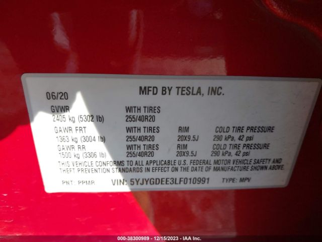 Photo 8 VIN: 5YJYGDEE3LF010991 - TESLA MODEL Y 