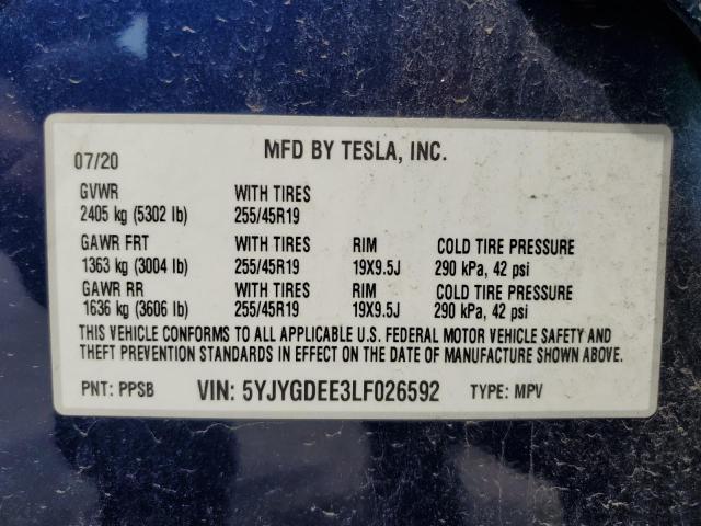 Photo 11 VIN: 5YJYGDEE3LF026592 - TESLA MODEL Y 