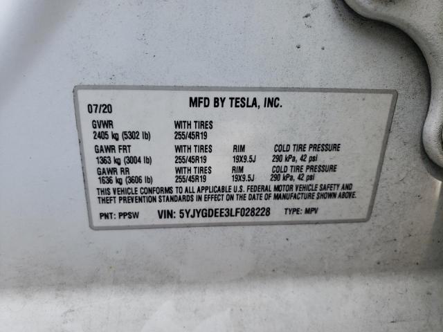 Photo 12 VIN: 5YJYGDEE3LF028228 - TESLA MODEL Y 