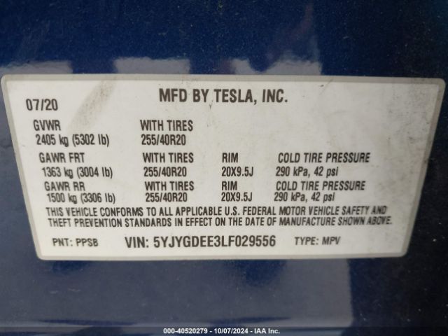 Photo 8 VIN: 5YJYGDEE3LF029556 - TESLA MODEL Y 