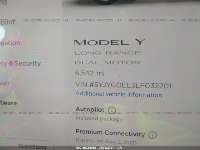 Photo 8 VIN: 5YJYGDEE3LF032201 - TESLA MODEL Y 