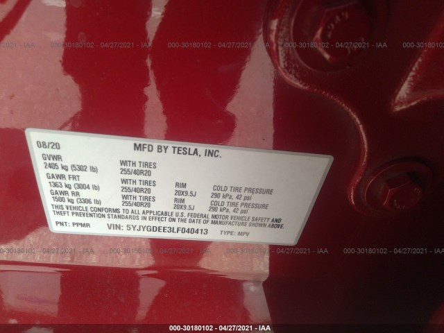 Photo 8 VIN: 5YJYGDEE3LF040413 - TESLA MODEL Y 