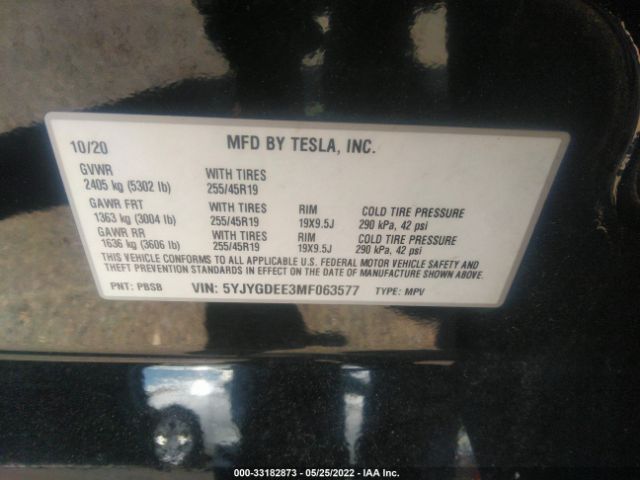 Photo 8 VIN: 5YJYGDEE3MF063577 - TESLA MODEL Y 