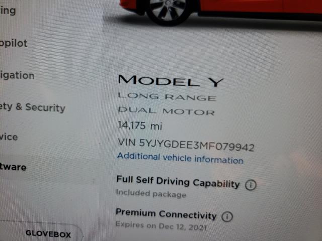 Photo 7 VIN: 5YJYGDEE3MF079942 - TESLA MODEL Y 