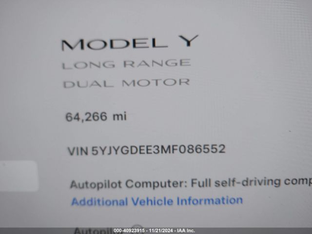 Photo 6 VIN: 5YJYGDEE3MF086552 - TESLA MODEL Y 